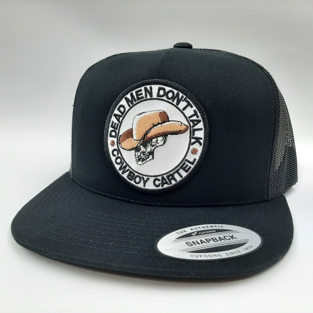 Cowboy Cartel Flat Bill Snapback Mesh Trucker Hat cap black Embroidered Patch